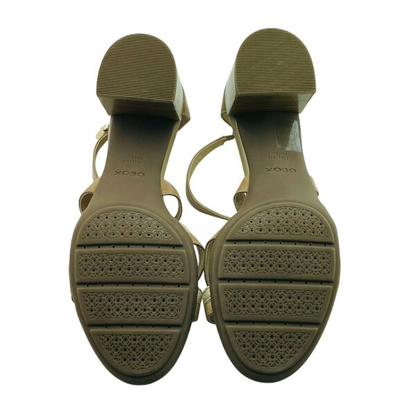 Geox Womens Leather Strappy Heeled Sandals With Back Zipper Closure Brown Size 4 - Picture 6 of 7